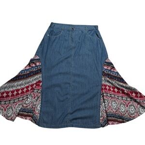 The Pyramid Collection, Bohemian DenimMaxi Skirt